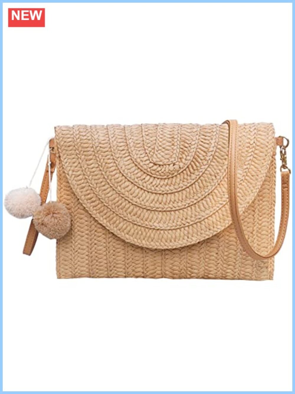 Handwoven Straw Shoulder Bag Woven Beach Envelope Clutch Crossbody Purse